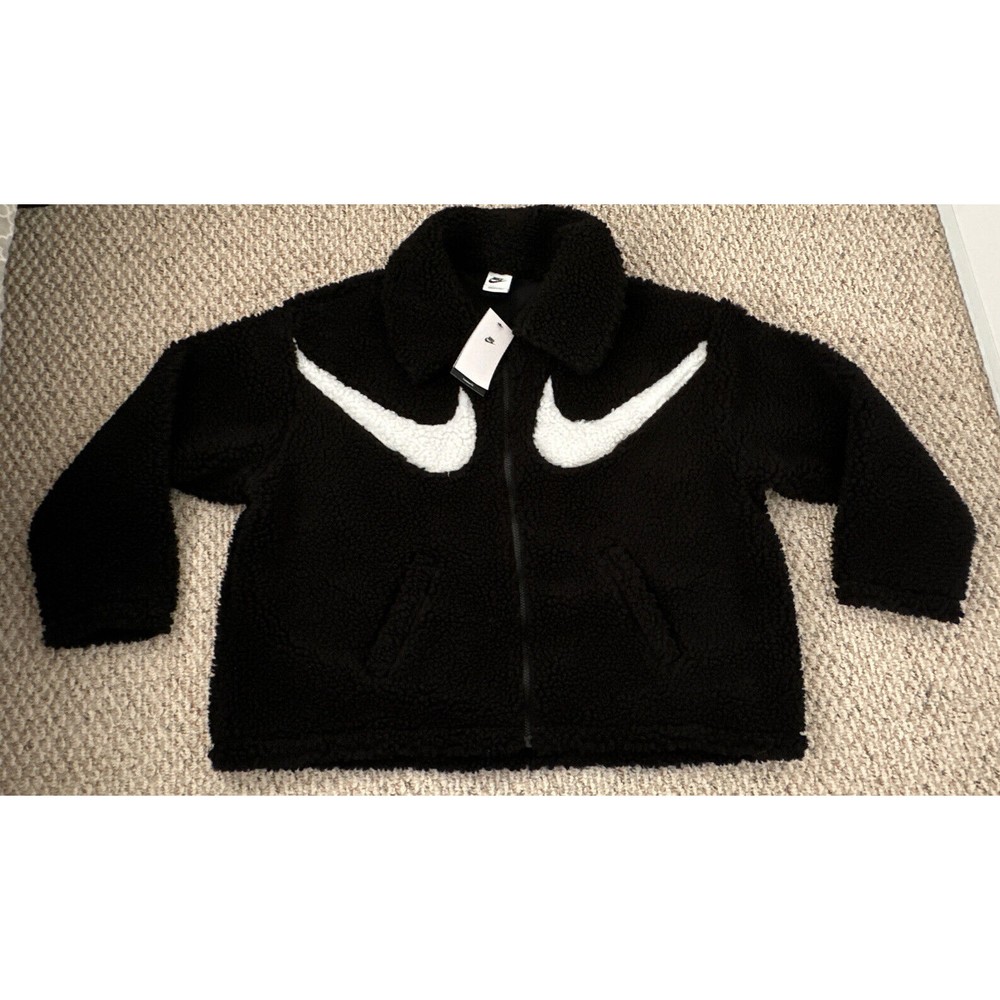 Nike Sportswear Swoosh DV7073-010 Women's Black & White Full-Zip Jacket L $120